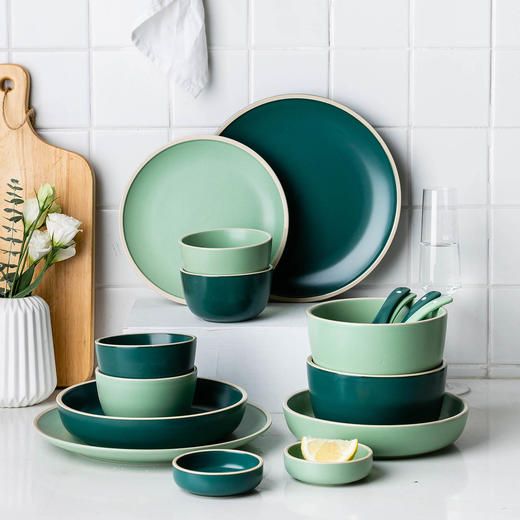 摩登主妇莫兰迪碗碟餐具陶瓷汤碗沙拉碗平深盘西餐牛排盘碗盘套装 商品图0