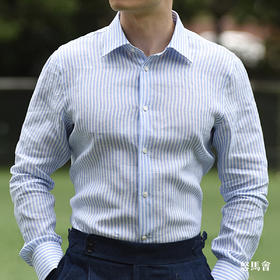 Canclini 法国亚麻蓝白条纹意式工艺衬衫