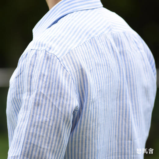 Canclini 法国亚麻蓝白条纹意式工艺衬衫 商品图2