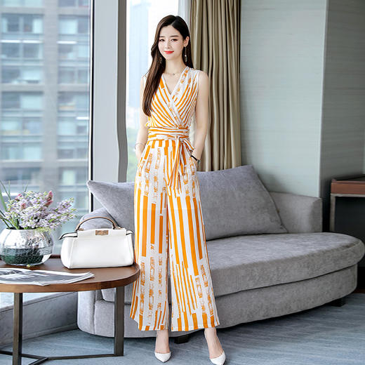 WZNH-JYY1935 （配腰带）夏季时尚潮流舒适套装修身无袖个性优雅两件套 商品图3