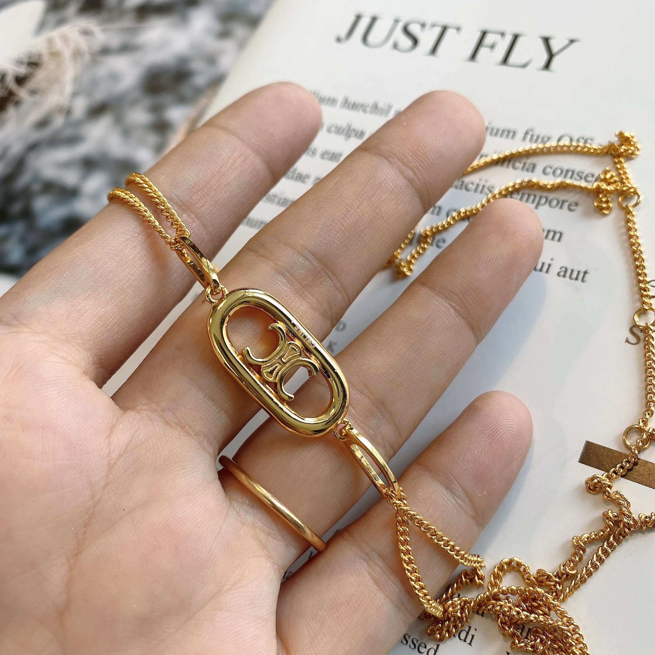 celi#凯旋门双层项链