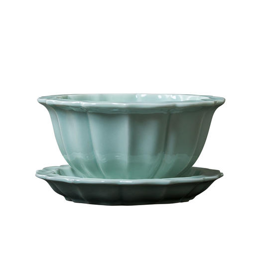 茶香记 菱花菖蒲盆 豆青釉 天野造物 素朴挺秀 花器 商品图4