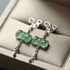 冰种晴水绿翡翠蝴蝶结耳坠18k白金钻石镶嵌 商品缩略图5