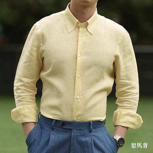 Canclini 法国亚麻黄色意式工艺衬衫 商品图5