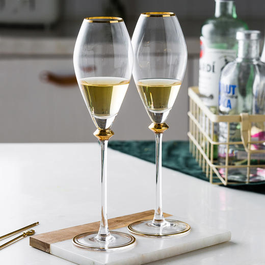 摩登主妇创意欧式金边玻璃杯家用水晶红酒杯香槟杯高脚杯鸡尾酒杯 商品图2