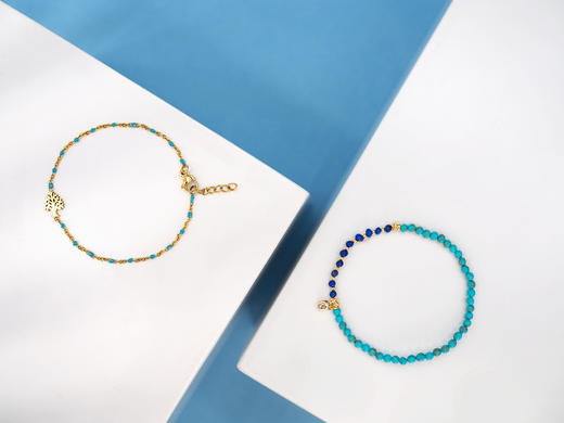 【世界树】天然青金石绿松石 手链两件套 原创小众 商品图1