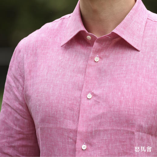 Canclini 法国亚麻西瓜红意式工艺衬衫 商品图1