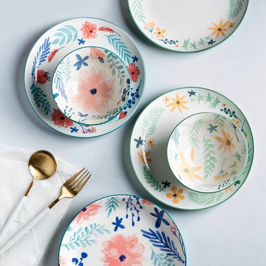 摩登主妇芳景陶瓷碗盘碟家用日式餐具饭碗汤面碗创意水果沙拉碗 商品图0