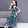 WZNH-CLYZ2026（配腰带）夏季圆领中腰套头时尚印花短袖收腰显瘦连衣裙 商品缩略图3