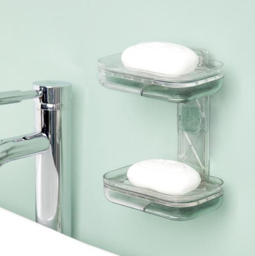 【居家日用】*透明肥皂盒免打孔卫生间沥水壁挂香皂架浴室吸盘双层抽屉肥皂架子 商品图0