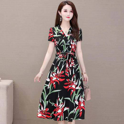 YWE-KED9691气质减龄大码印花连衣裙 商品图4