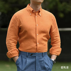 Canclini 法国亚麻橙色意式工艺衬衫