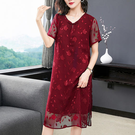 MQ-LM8252夏装新款洋气短袖时尚雪纺连衣裙YY 商品图2