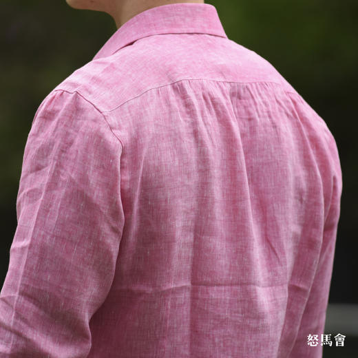 Canclini 法国亚麻西瓜红意式工艺衬衫 商品图2