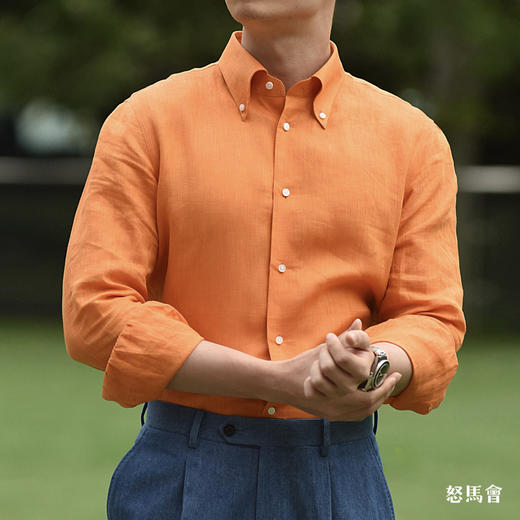 Canclini 法国亚麻橙色意式工艺衬衫 商品图4