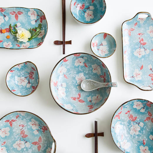 摩登主妇日式玉兰花陶瓷餐具套装盘碟家用碗碟菜盘子碗套装组合 商品图1