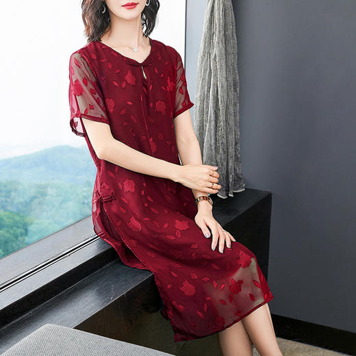 MQ-LM8252夏装新款洋气短袖时尚雪纺连衣裙YY 商品图0