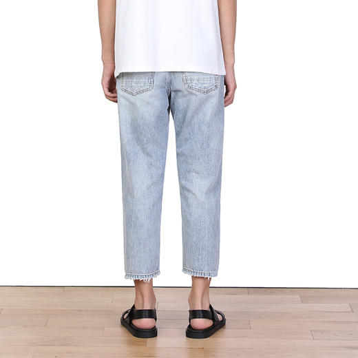 NINEWAY九平道 022N21 修身九分破洞牛仔裤男洗水日系复古 商品图2