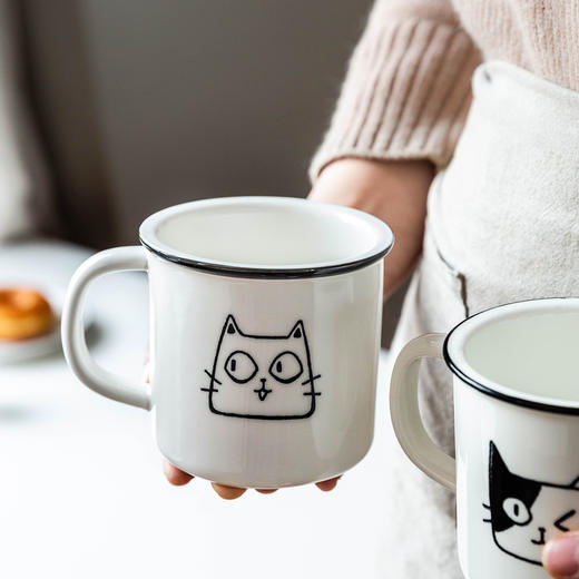 摩登主妇原创猫记马克杯陶瓷水杯家用喝水杯情侣牛奶杯咖啡杯可爱 商品图0