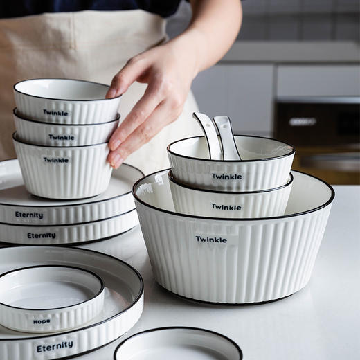 摩登主妇北欧ins餐具饭碗盘家用简约陶瓷大碗个性汤碗面碗沙拉碗 商品图0