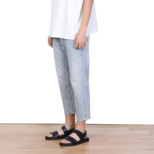 NINEWAY九平道 022N21 修身九分破洞牛仔裤男洗水日系复古 商品图1