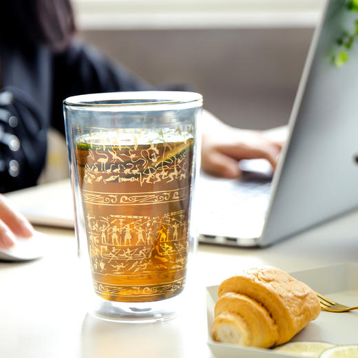【故宫杯子】宴乐纹水杯- 双层家用创意礼物 透明玻璃杯 商品图0