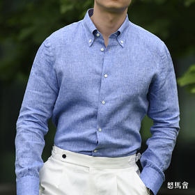 Canclini 法国亚麻蓝色意式工艺衬衫