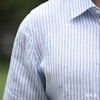 Canclini 法国亚麻蓝白条纹意式工艺衬衫 商品缩略图1