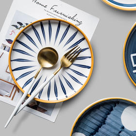 摩登主妇 青瑶 日式创意手绘釉下彩新骨瓷陶瓷餐具家用平盘深盘子