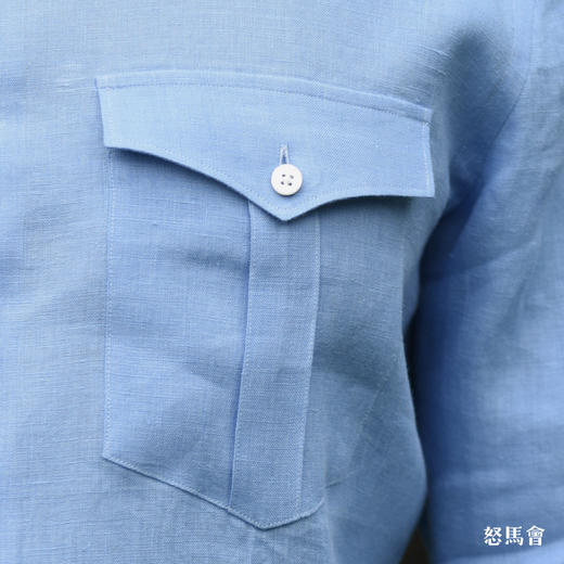 Canclini 法国亚麻天蓝色意式工艺衬衫 商品图4