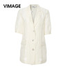 VIMAGE纬漫纪夏季新款翻领修身显瘦五分袖短外套女V1303921 商品缩略图0
