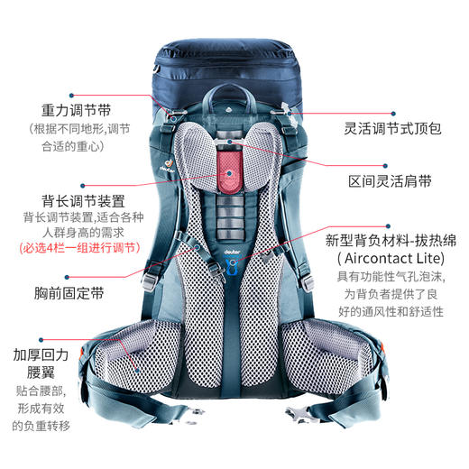 德国多特DEUTER 男款 蓝精灵ACTLITE登山徒步背包 40+10升/50+10升/65+10升 商品图1