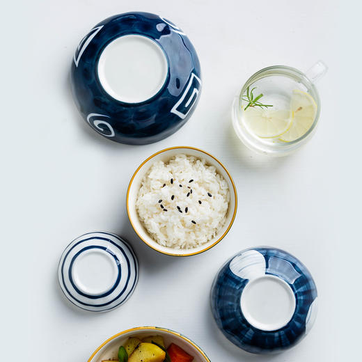 摩登主妇青瑶日式釉下彩饭碗沙拉碗陶瓷套装家用单个味碟汤碗面碗 商品图3