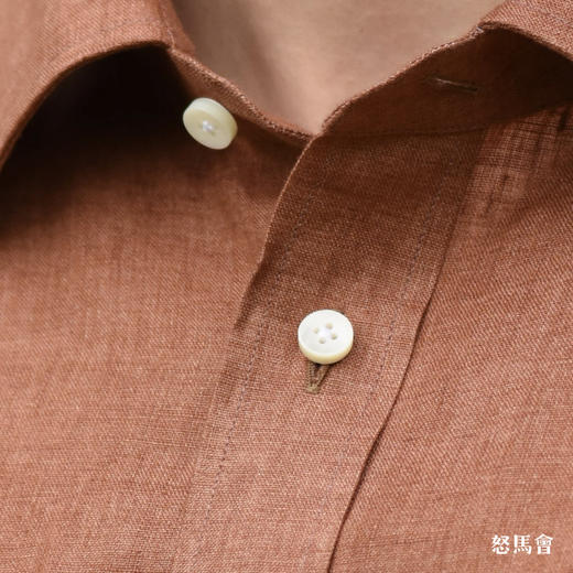 Canclini 法国亚麻烟草棕意式工艺衬衫 商品图4