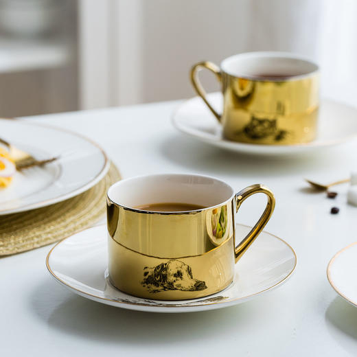 摩登主妇欧式小奢华咖啡杯创意倒影镜面陶瓷马克杯茶杯碟情侣水杯 商品图1