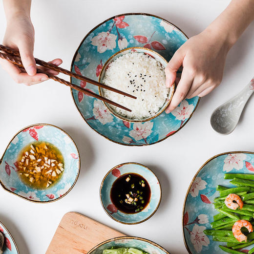 摩登主妇日式玉兰花陶瓷餐具套装盘碟家用碗碟菜盘子碗套装组合 商品图2