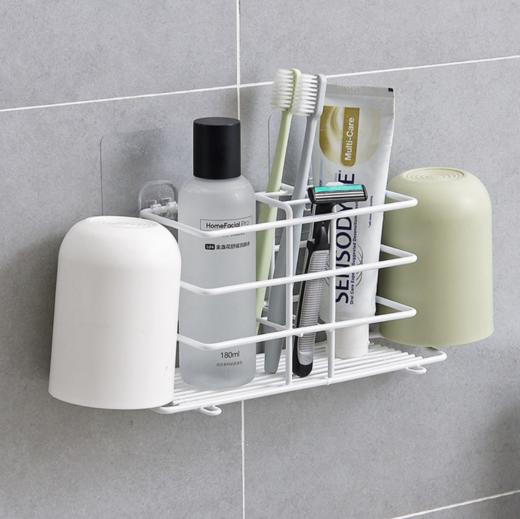 【居家日用】。不锈钢方形六格牙膏牙刷架 创意浴室桌面洗漱用品收纳架 商品图1