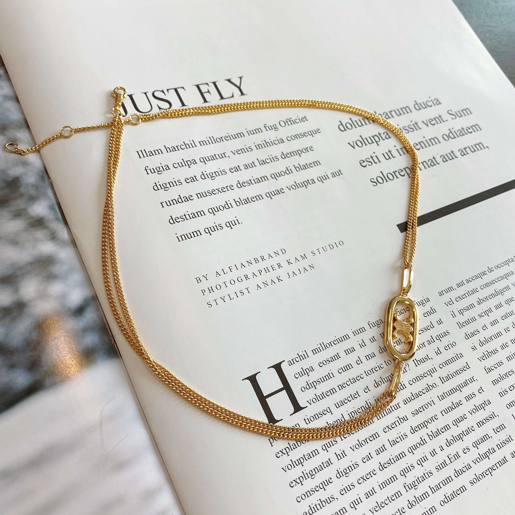 celi#凯旋门双层项链