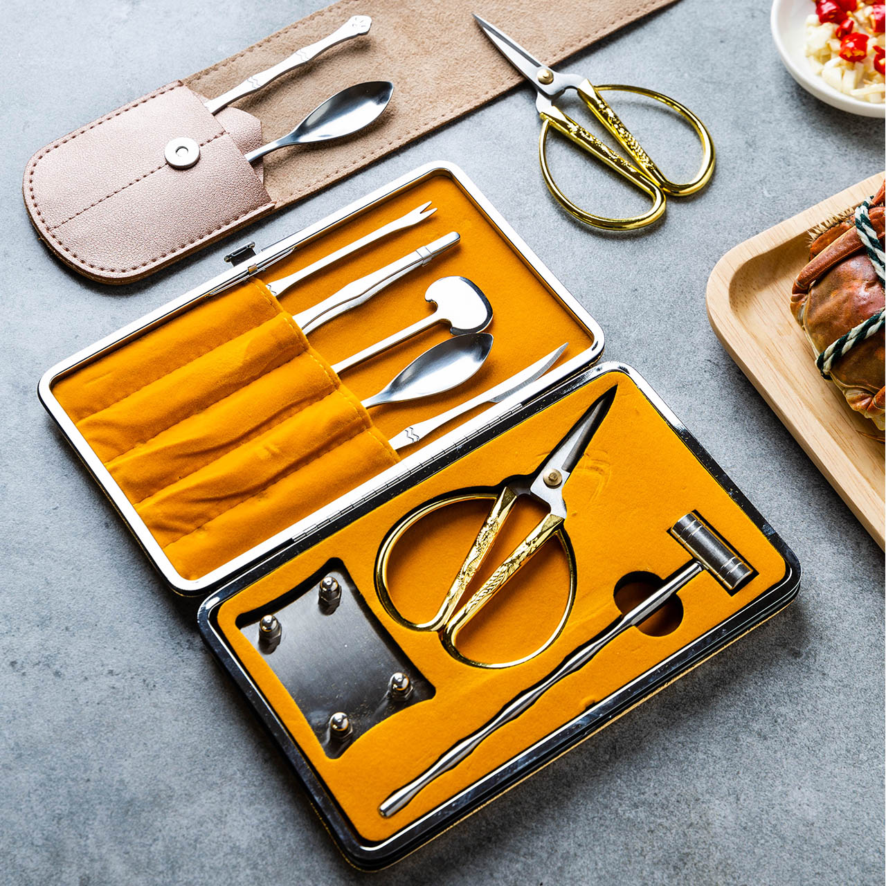 摩登主妇蟹夹钳工具大闸蟹钳子拆蟹剪刀吃螃蟹工具三件套蟹八件