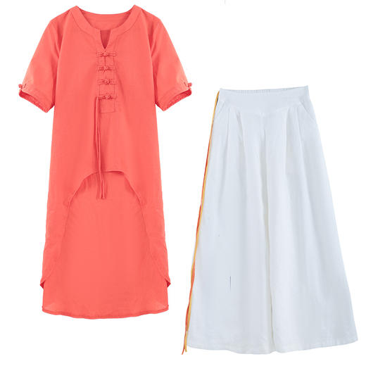 WZNH-YQH2027夏季新款棉麻复古大码文艺两件套 商品图3