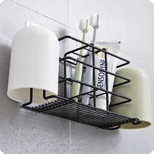 【居家日用】。不锈钢方形六格牙膏牙刷架 创意浴室桌面洗漱用品收纳架 商品图2