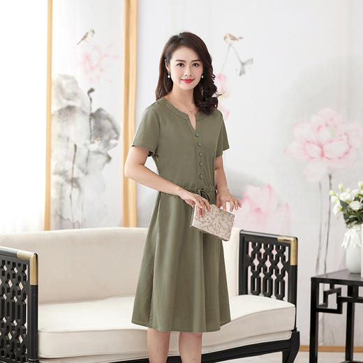 MQ-1973-817夏装新款中年女士过膝阔太太连衣裙YY 商品图1