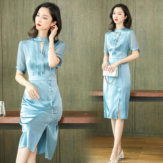 ASE-6636镂空气质时尚真丝连衣裙 商品图3