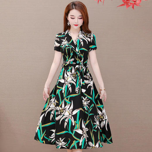 YWE-KED9691气质减龄大码印花连衣裙 商品图2