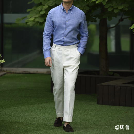 Canclini 法国亚麻蓝色意式工艺衬衫 商品图5