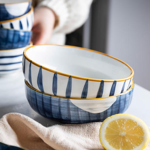 摩登主妇青瑶日式釉下彩饭碗沙拉碗陶瓷套装家用单个味碟汤碗面碗 商品图0