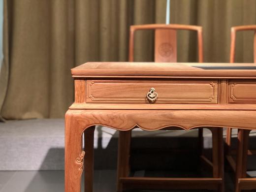 红桥红  家具严选  缅甸花梨(大果紫檀）  【178 石面茶趣 双抽屉马蹄腿茶桌】 商品图3