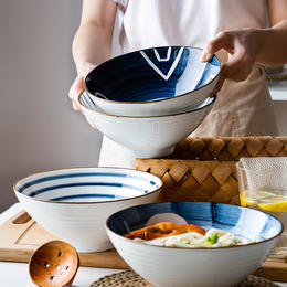 摩登主妇青瑶家用面碗汤碗大碗单个斗笠碗沙拉碗日式拉面碗泡面碗