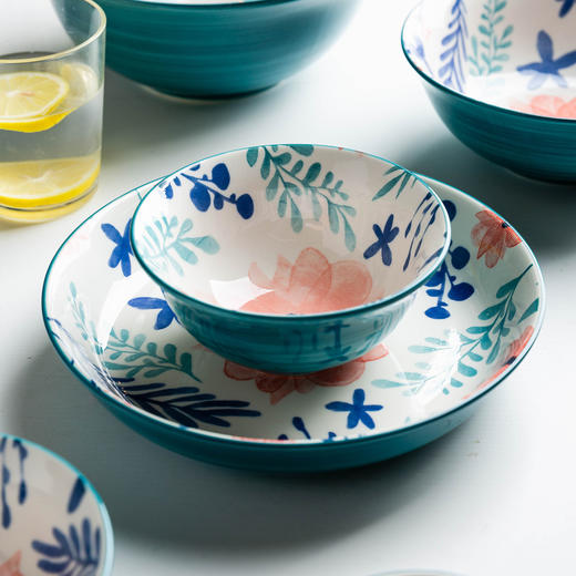 摩登主妇芳景陶瓷碗盘碟家用日式餐具饭碗汤面碗创意水果沙拉碗 商品图1