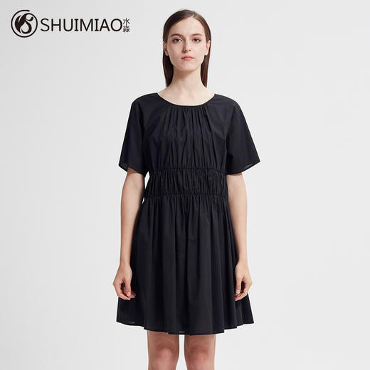 水淼2020夏装新款大码女装200斤胖mm收腰百褶洋气显瘦连衣裙8386